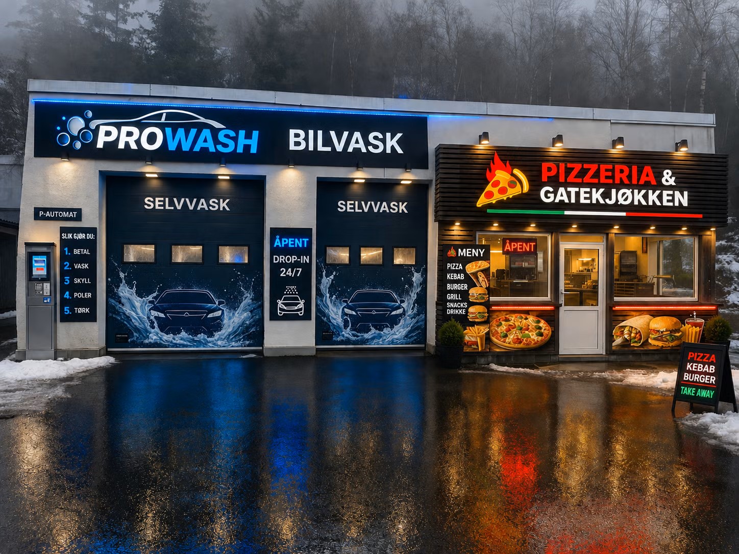 Bilvask og Takeaway